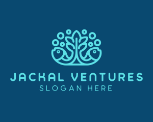 Blue Fish Coral Reef logo design