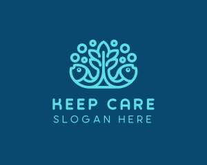 Blue Fish Coral Reef logo design