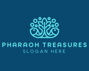 Blue Fish Coral Reef logo design