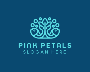 Blue Fish Coral Reef logo design