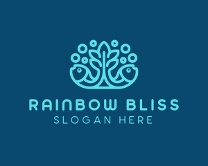 Blue Fish Coral Reef logo design