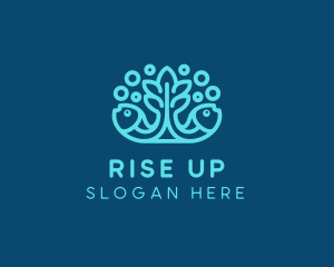 Blue Fish Coral Reef logo design