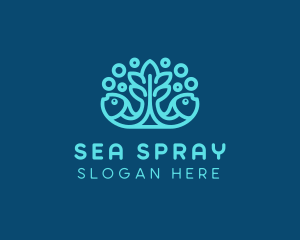 Blue Fish Coral Reef logo design