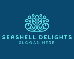 Blue Fish Coral Reef logo design