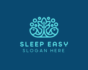 Blue Fish Coral Reef logo design