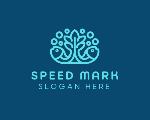 Blue Fish Coral Reef logo design