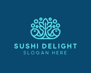 Blue Fish Coral Reef logo design