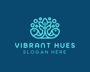 Blue Fish Coral Reef logo design