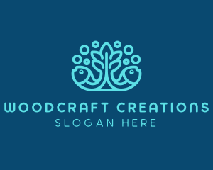 Blue Fish Coral Reef logo design