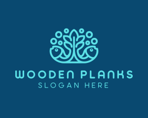 Blue Fish Coral Reef logo design