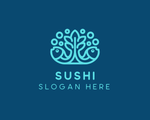 Blue Fish Coral Reef logo design