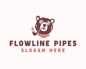 Pipe Smoking Bear logo design