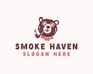 Pipe Smoking Bear logo design