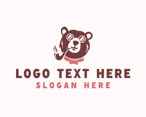Smoking - Pipe Smoking Bear logo design