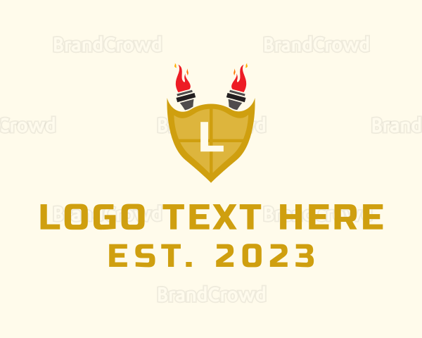 Medieval Torch Shield Logo