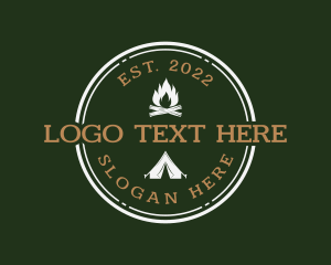 Heat - Campfire Tent Hiking logo design