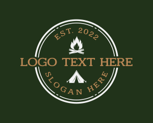 Wood Fire - Campfire Tent Hiking logo design