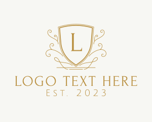 Traditional - Golden Decorative Shield logo design