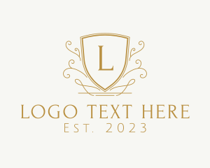 Fine Dining - Golden Decorative Shield logo design