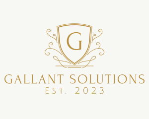 Golden Decorative Shield logo design