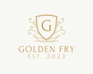 Golden Decorative Shield logo design