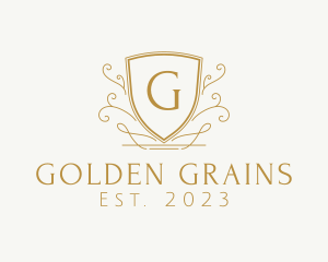 Golden Decorative Shield logo design