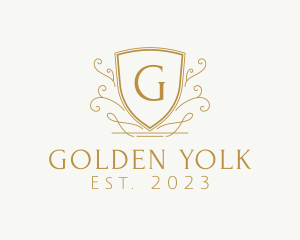 Golden Decorative Shield logo design