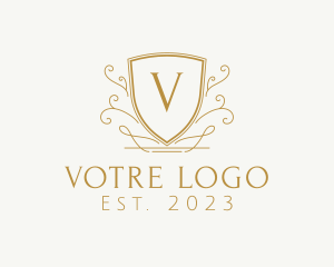 Luxurious - Golden Decorative Shield logo design