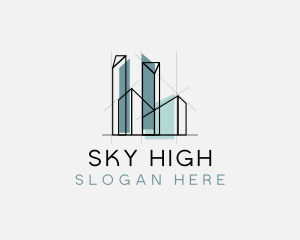 Scaffolding - Skyscraper Building Architectural logo design