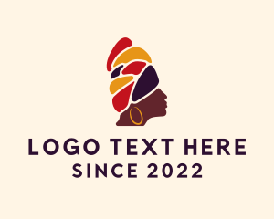 Lady - African Native Woman Turban logo design