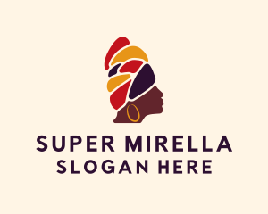 African Native Woman Turban Logo