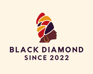 African Native Woman Turban logo design