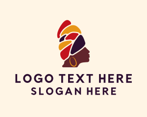 African Native Woman Turban Logo