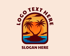 Beach - Sunset Palm Island logo design