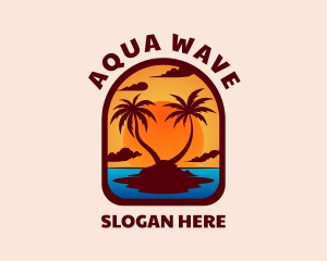 Sunset Palm Island logo design