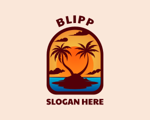 Sea - Sunset Palm Island logo design