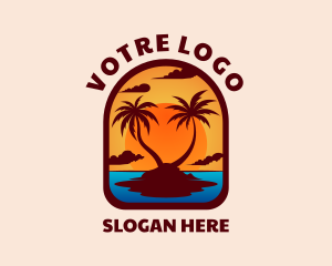 Coast - Sunset Palm Island logo design