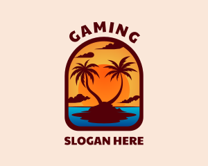 Beach - Sunset Palm Island logo design