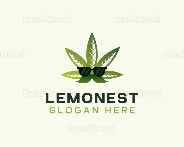 Marijuana Mustache Leaf Logo