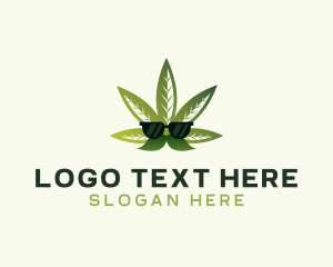 Ganja - Marijuana Mustache Leaf logo design