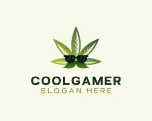 Marijuana Mustache Leaf Logo