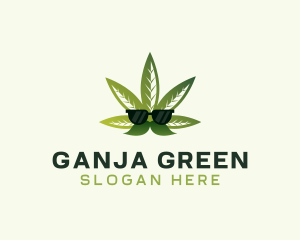 Marijuana Mustache Leaf logo design