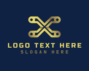 Gold - Circuit Digital Fintech Letter X logo design