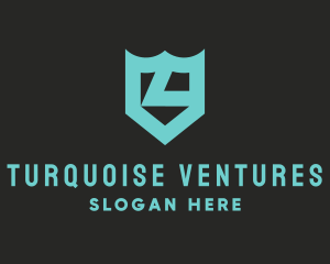 Turquoise - Simple Shield Crest Letter L logo design