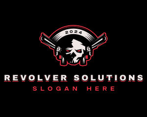 Skull Pistol Shooting logo design