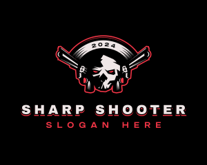 Pistol - Skull Pistol Shooting logo design