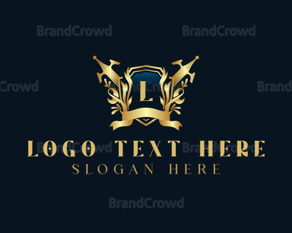 Royalty Shield Sword Ornament Logo