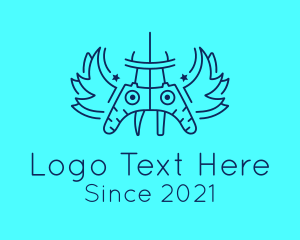 Winged - Line Art Controller logo design