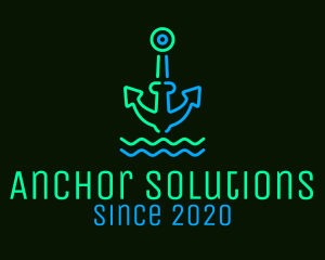 Neon Boat Anchor logo design