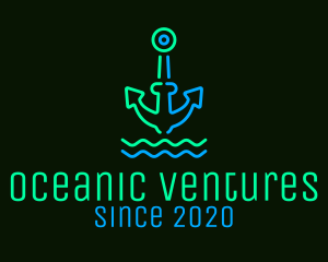 Neon Boat Anchor logo design